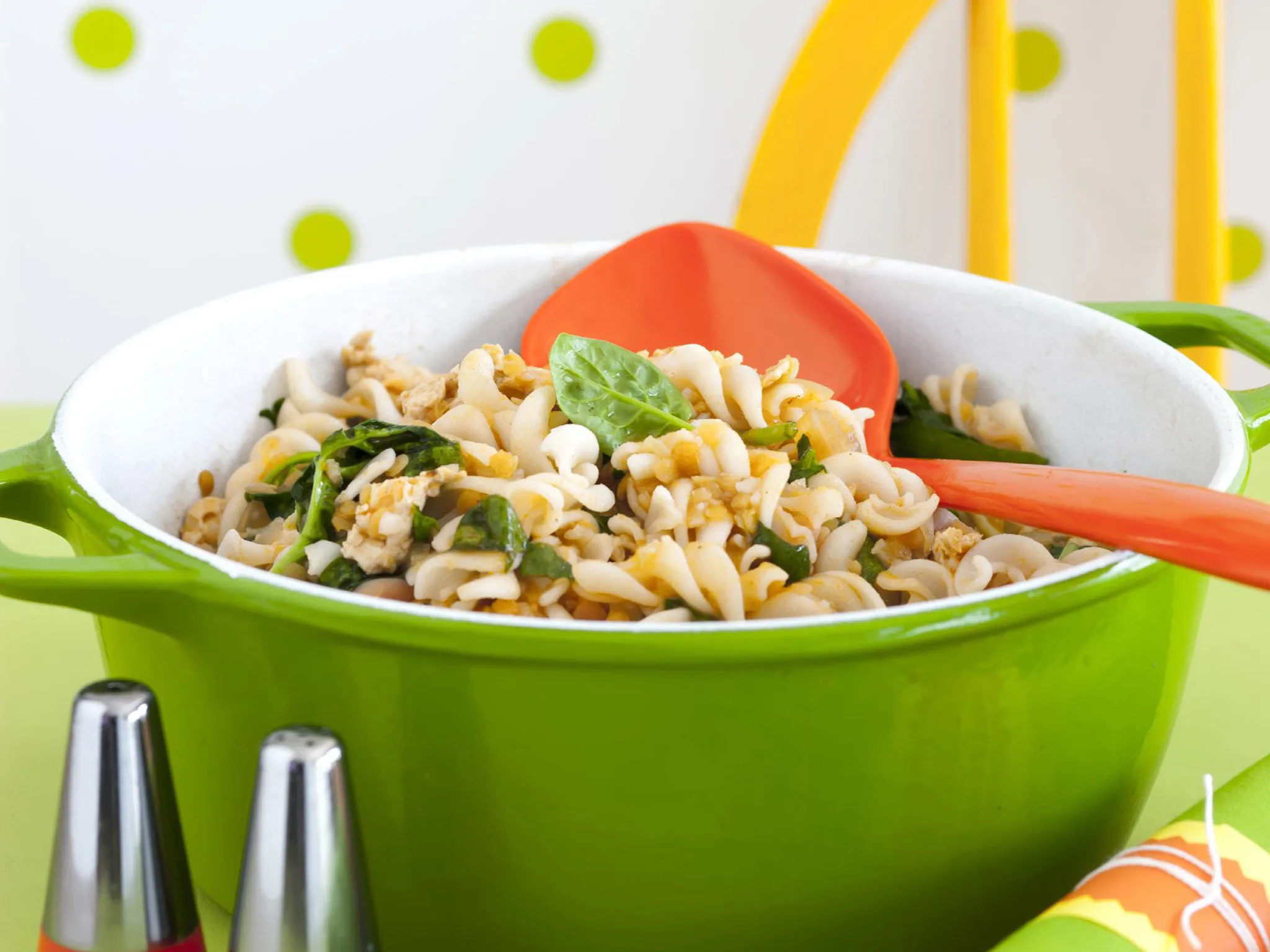 chicken lentil and spinach pasta