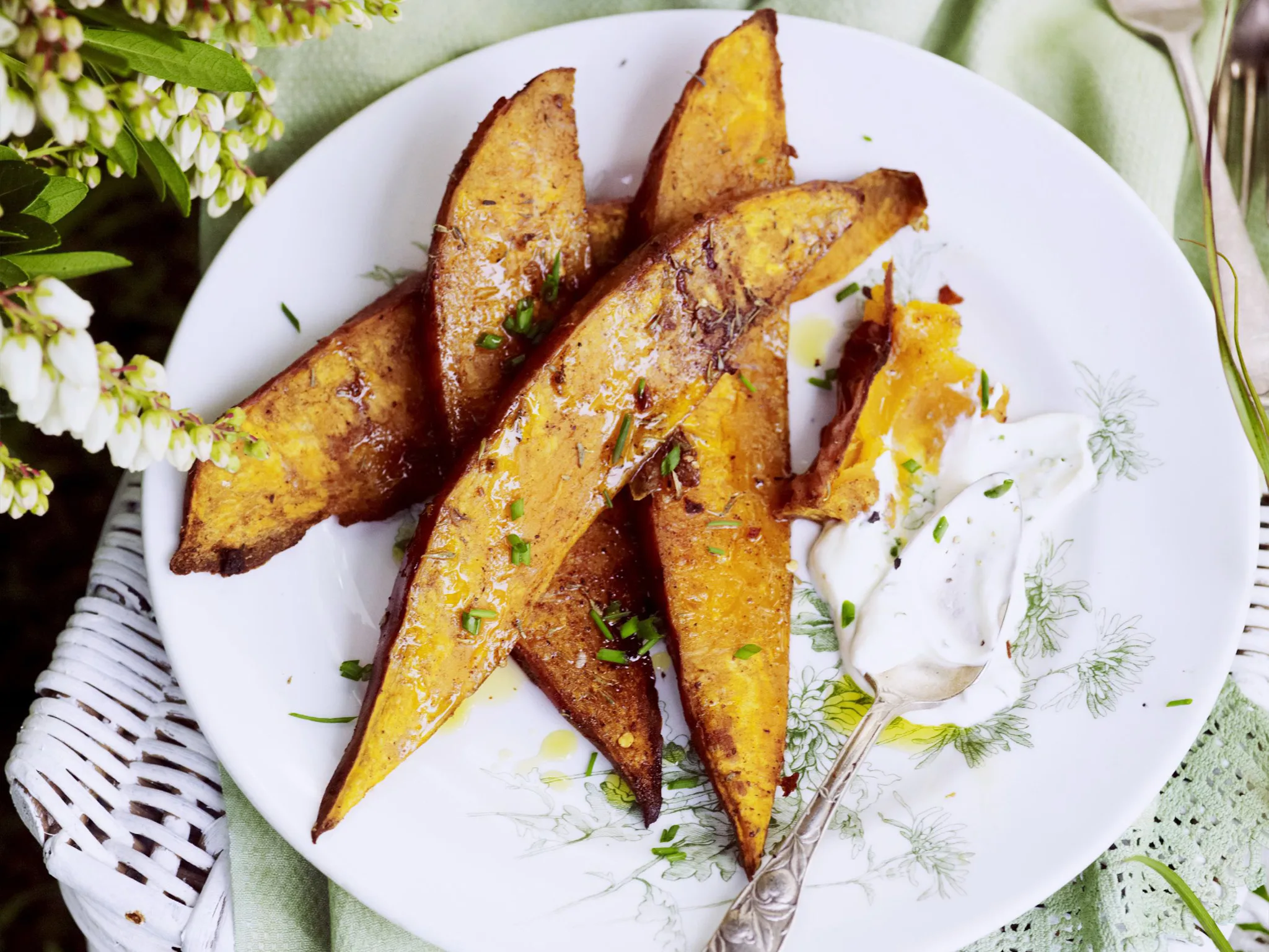 JERK-SPICED SWEET POTATO WITH CHIVE YOGURT