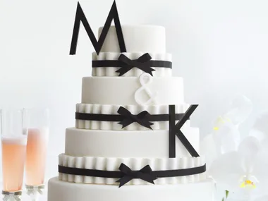 Pleats & bows ribbon cake