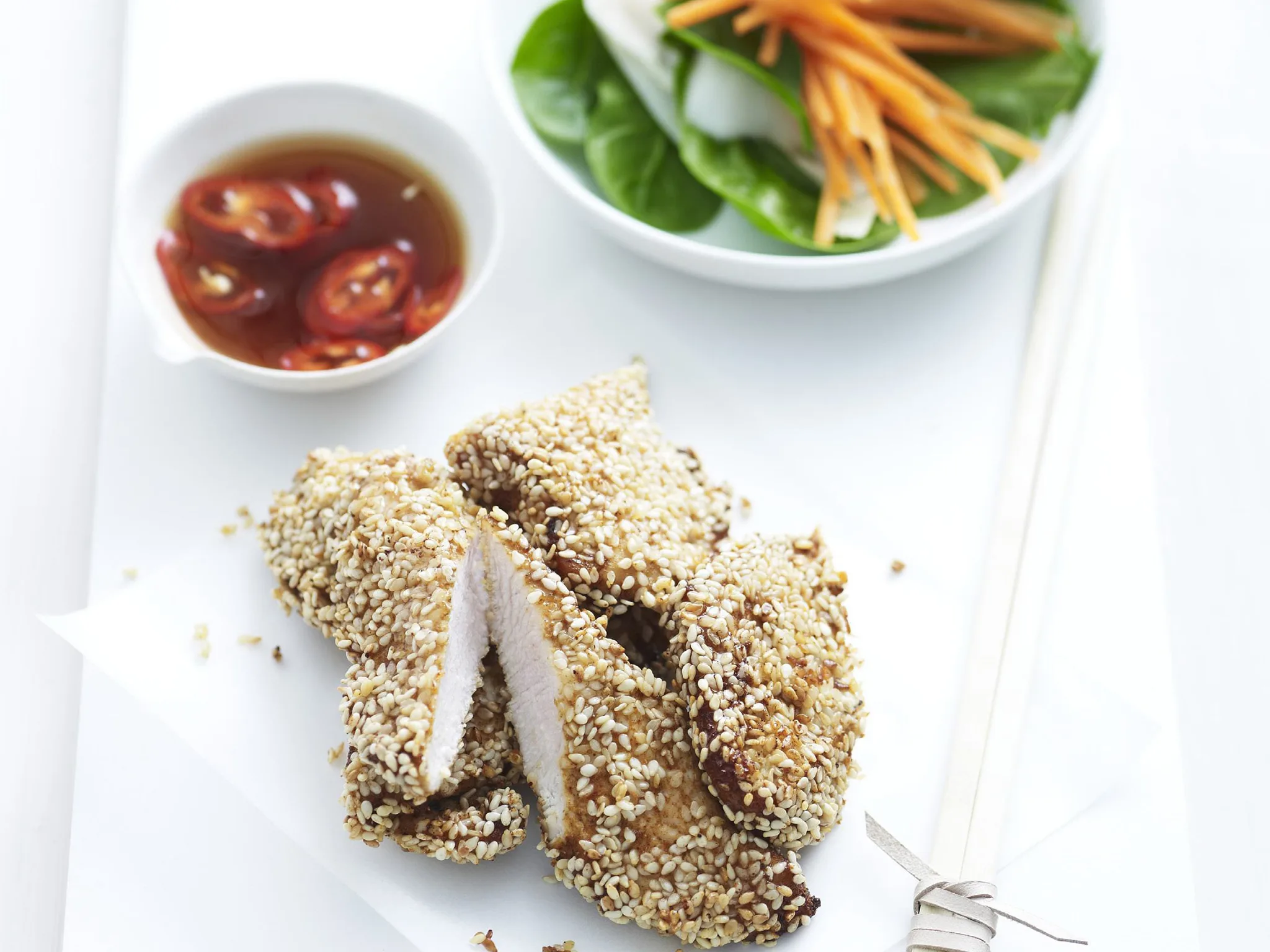 spiced sesame chicken pieces