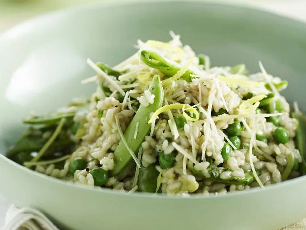 mixed pea and leek risotto