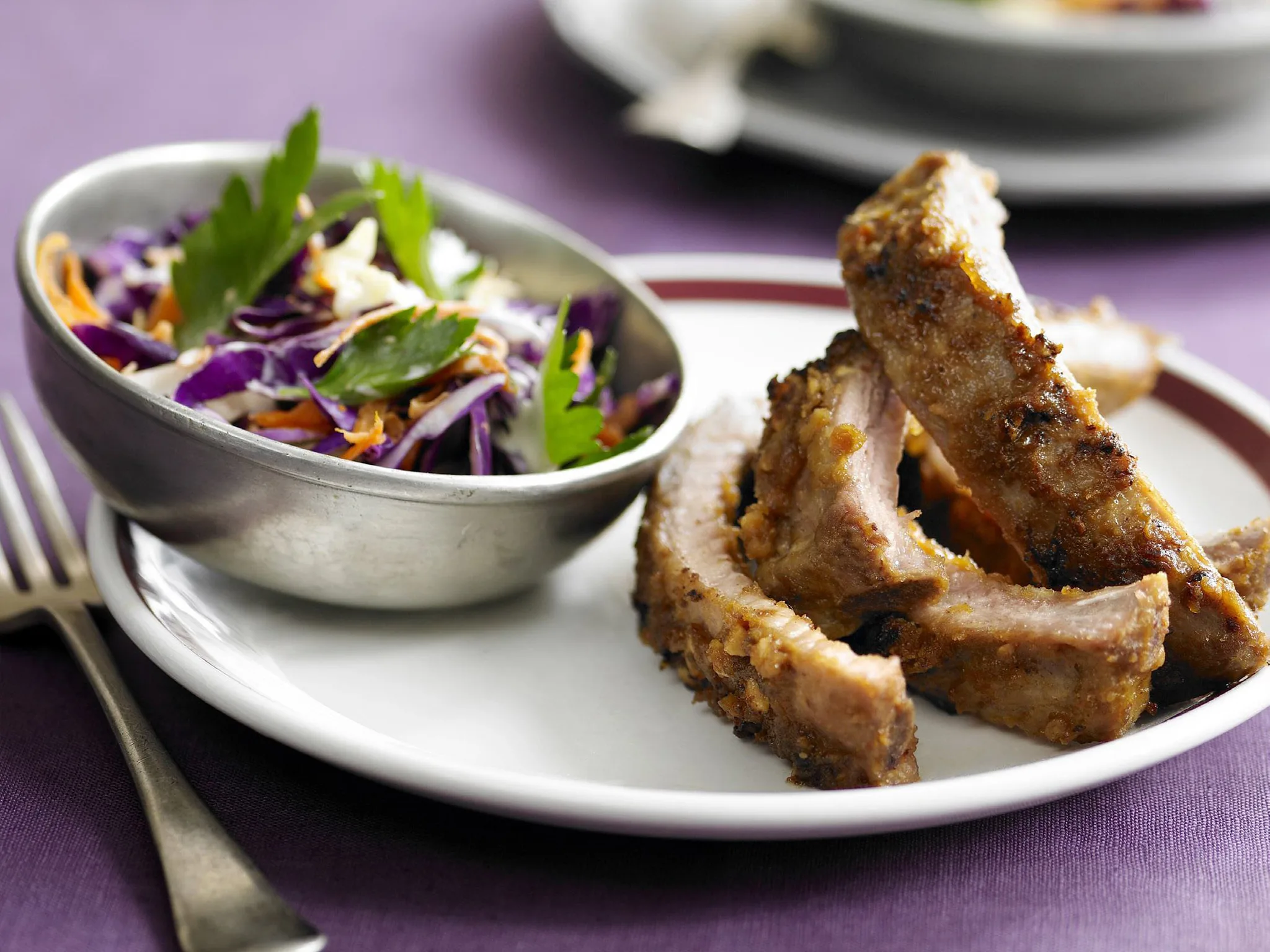 SATAY PORK RIBS WITH COLESLAW