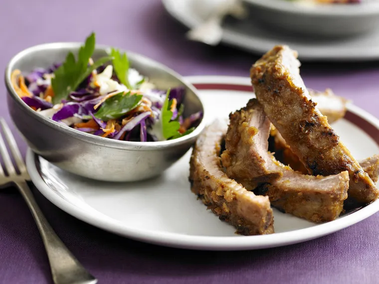 SATAY PORK RIBS WITH COLESLAW