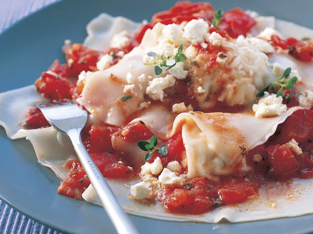 Saganaki prawn ravioli