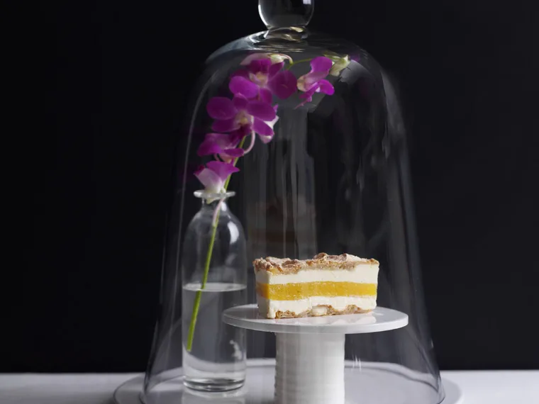 mango macadamia meringue cheesecake