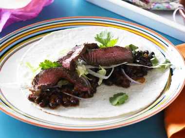 spiced grilled beef with chilli beans