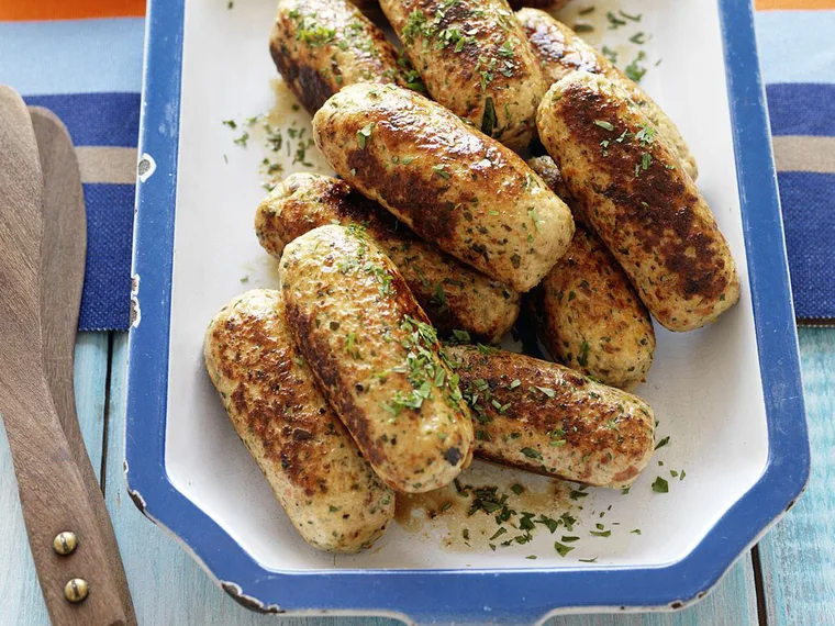 chicken sausages with tomato salad