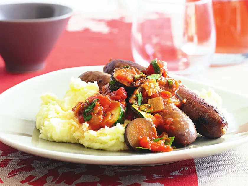 Sausages with chunky tomato sauce | Women's Weekly Food