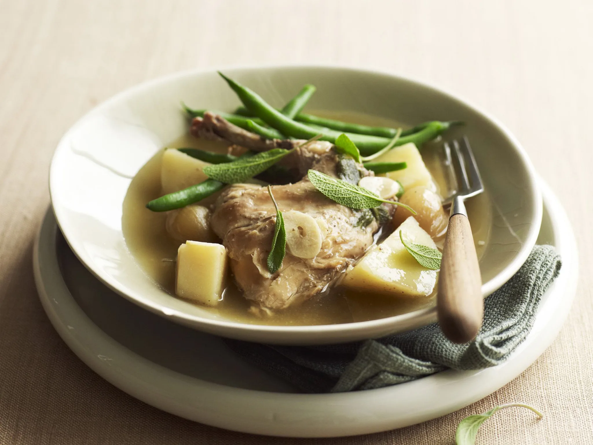 rabbit with sweet potato and sage