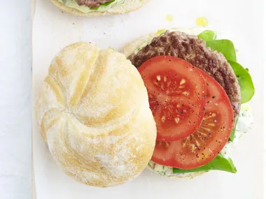 LAMB BURGERS WITH CAPER & HERB MAYONNAISE