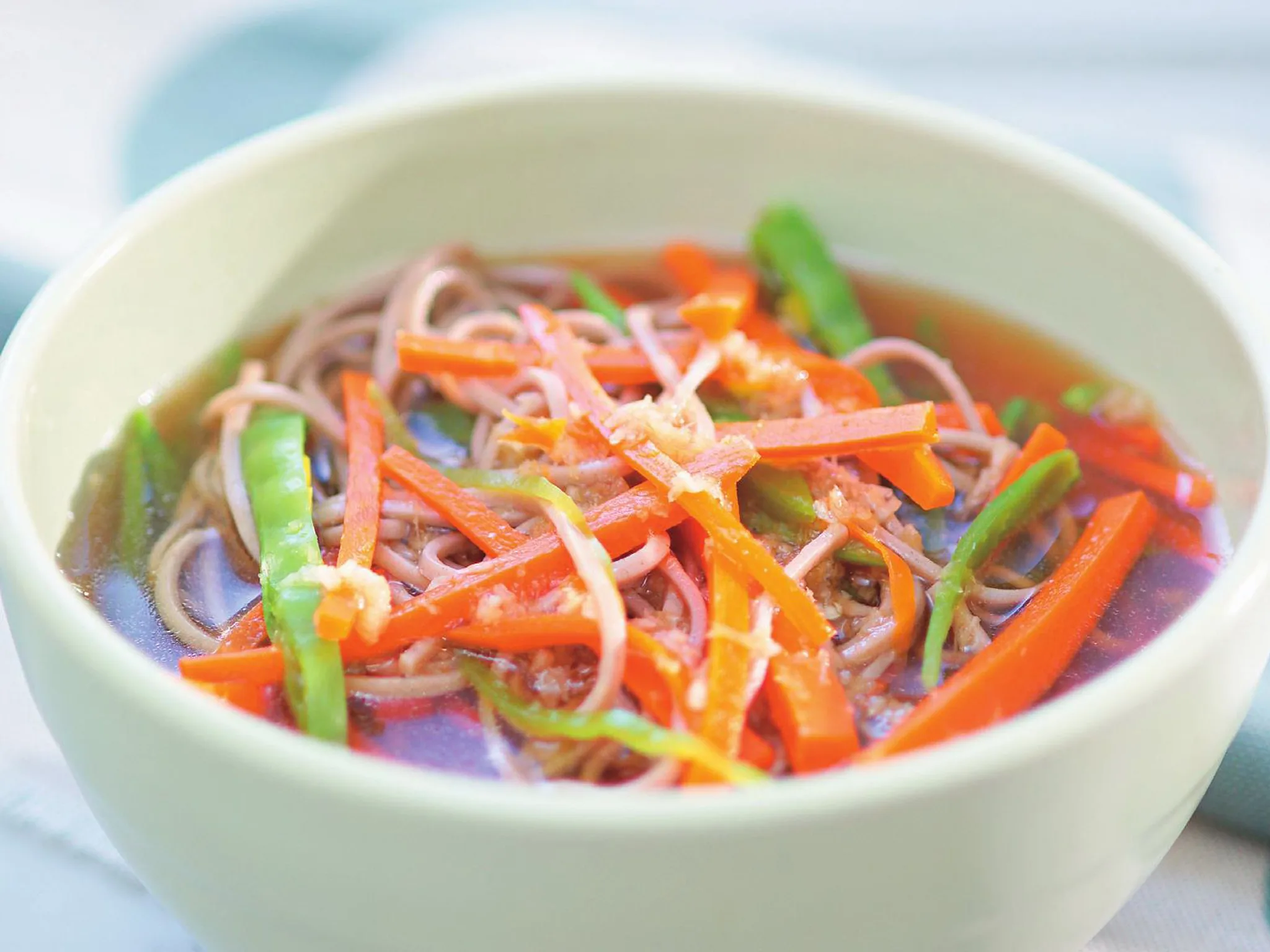 Ginger vegetable and soba soup