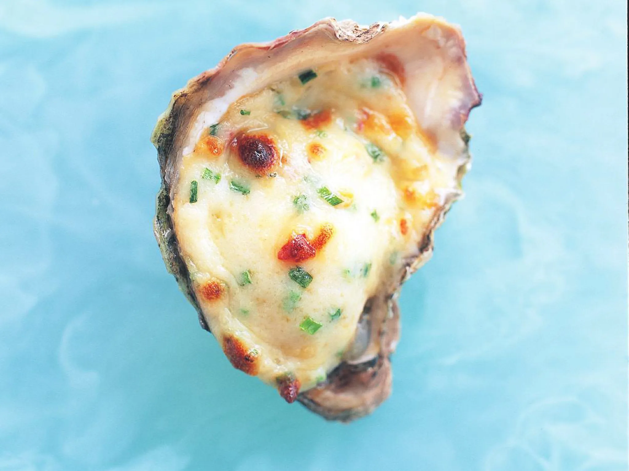 oysters with chive Bechamel