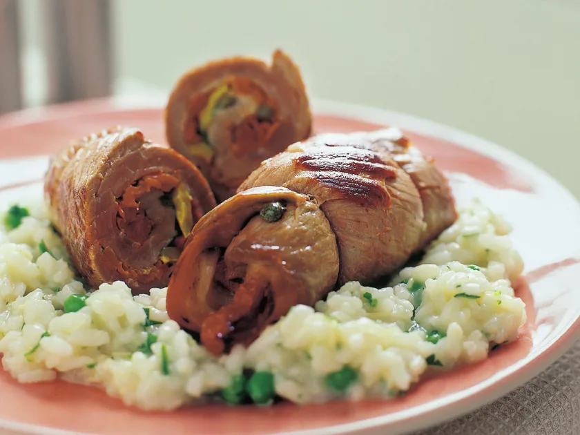 Veal braciole with rice and peas | Women's Weekly Food