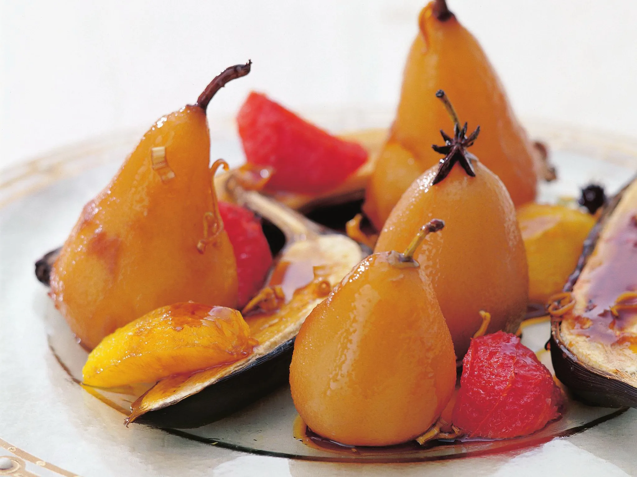 Winter fruits and lemon grass grilled with a palm sugar and star anise syrup