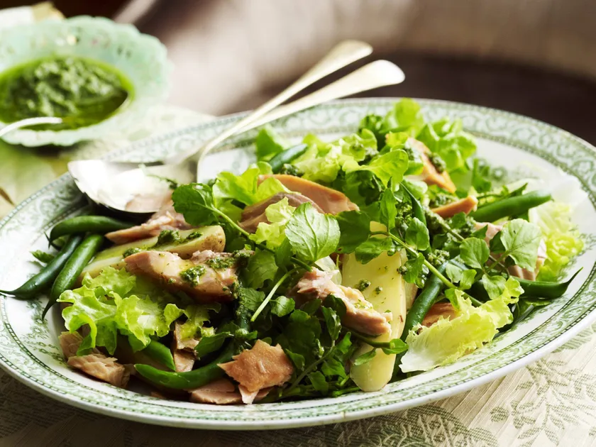 Smoked Trout Salad with Salsa Verde Dressing