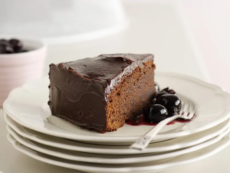 Mississippi mud cake with chilli cherries