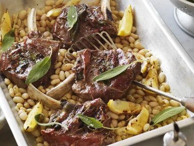 SAGE & PROSCIUTTO VEAL WITH CANNELLINI BEANS