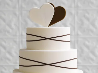 Chocolate & ivory hearts cake