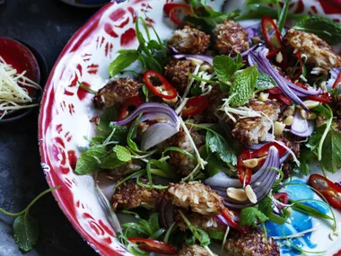CRISP POR and rice ball salad