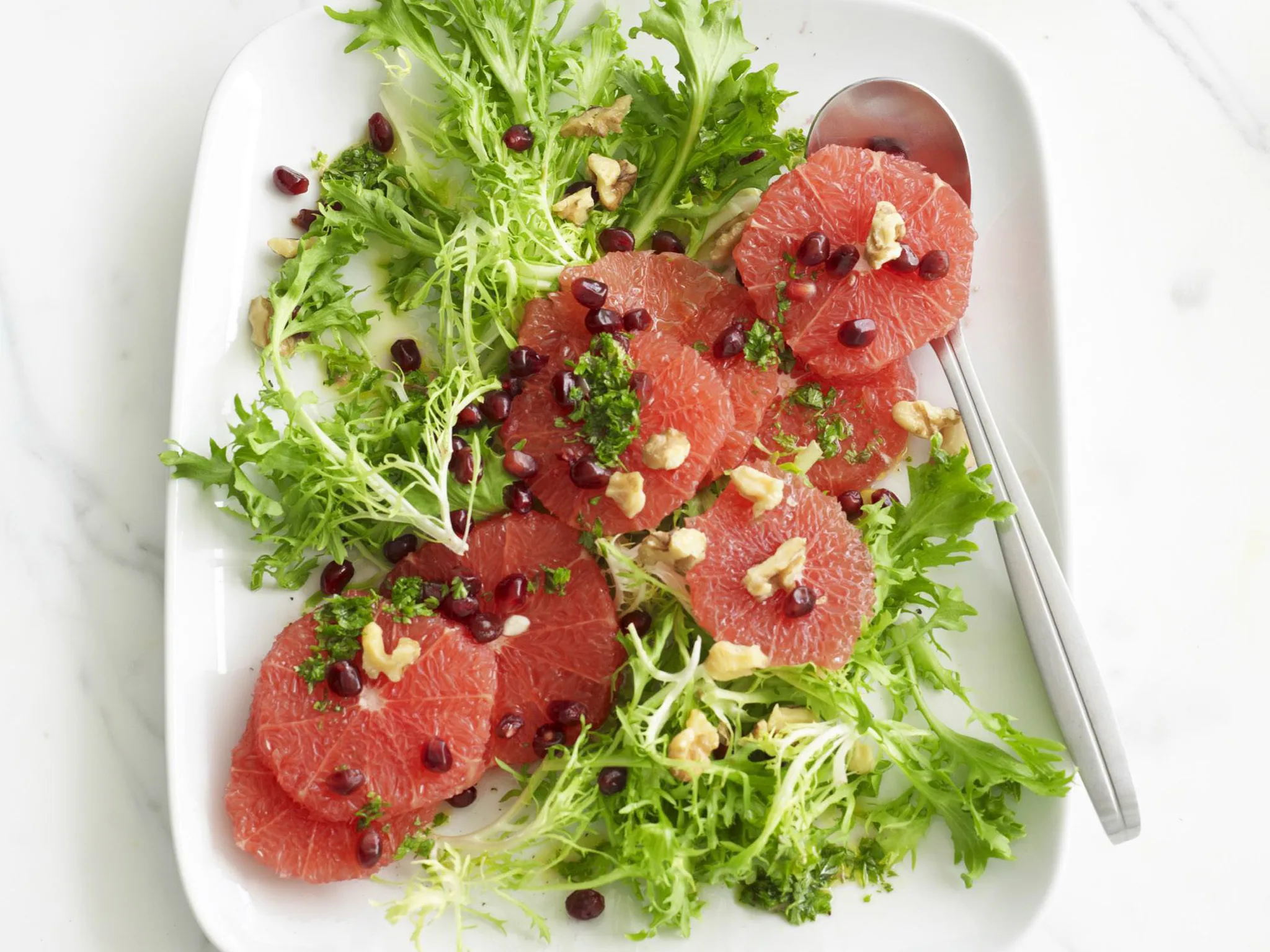 ruby grapefruit, pomegranate and endive salad