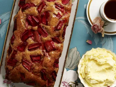 rhubarb bread with vanilla bean butter