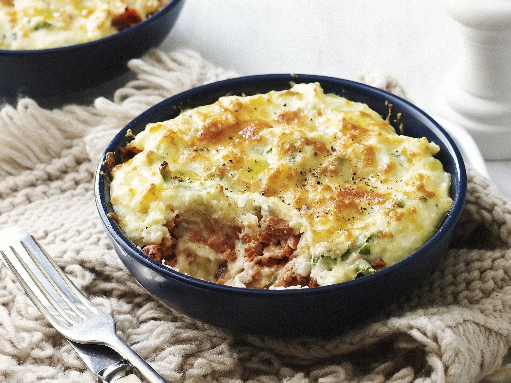 salmon, potato and rocket cake