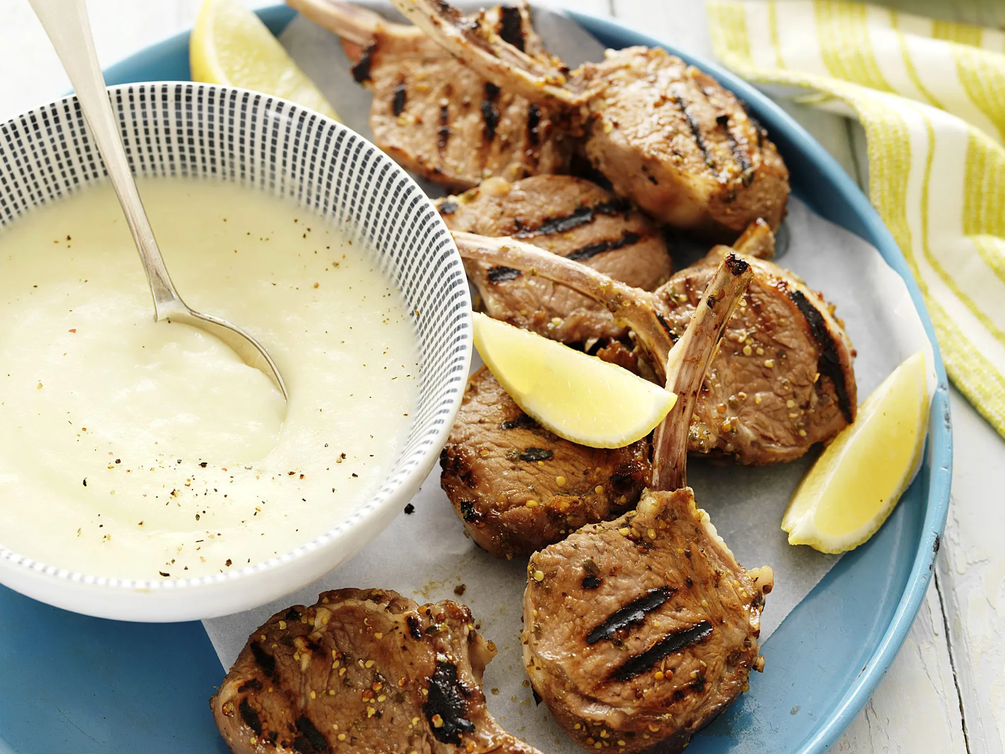 mint & marjoram lamb cutlets with skordalia