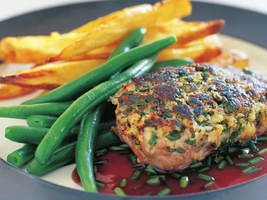 herbed porterhouse with roasted kipfler wedges