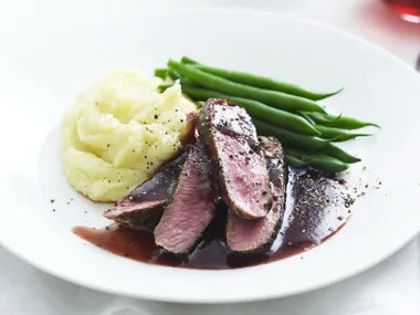quince, rosemary and red wine glazed lamb