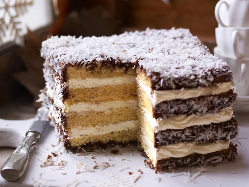 lamington cream layer cake