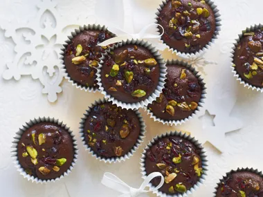 rum, raisin and cranberry chocolate cakes