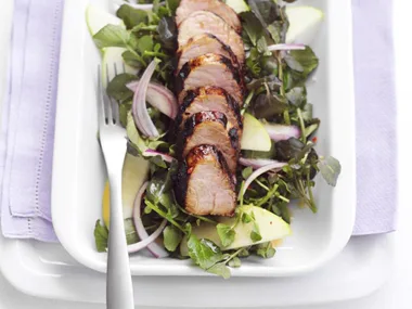 hoisin pork with watercress salad
