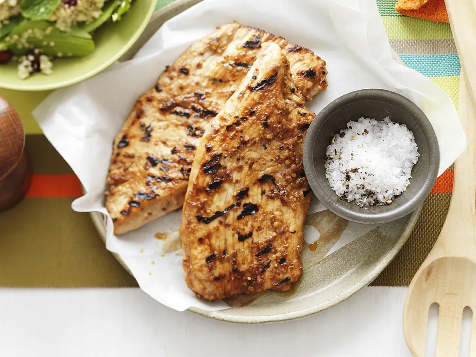 turkey steaks with cranberry & hazelnut salad