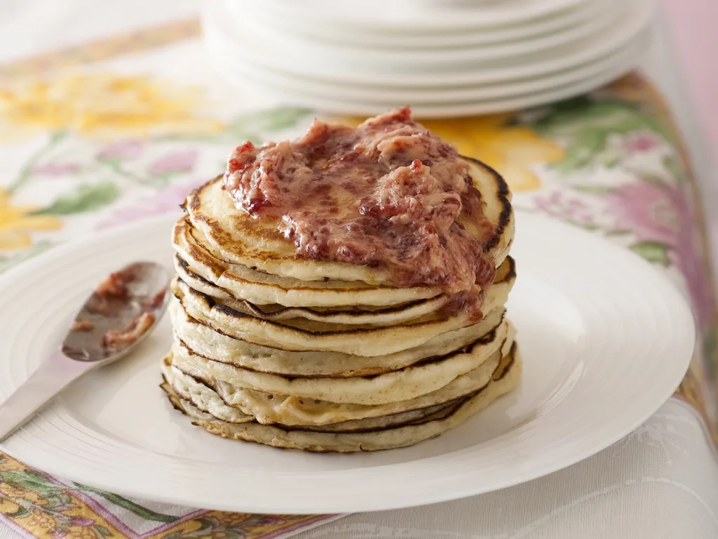 buttermilk pancakes with raspberry butter