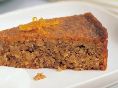 brandied walnut cake with lemon syrup