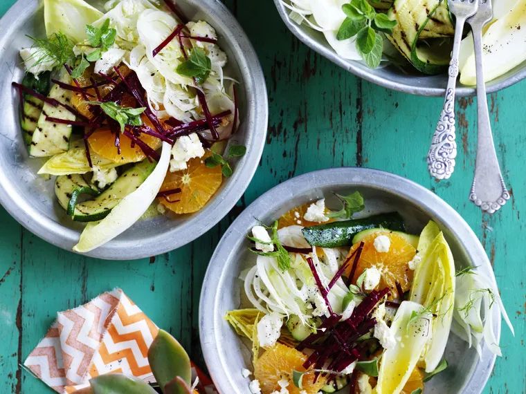 WITLOF, FENNEL & ZUCCHINI SALAD WITH ORANGE DRESSING