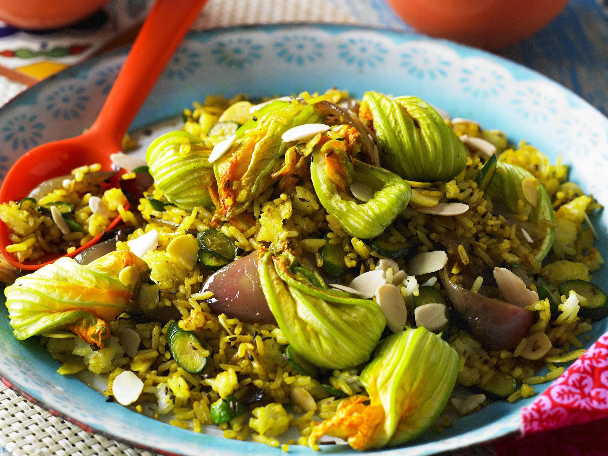 saffron rice with zucchini flowers