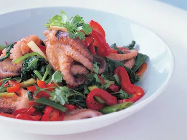 stir-fried octopus with basil