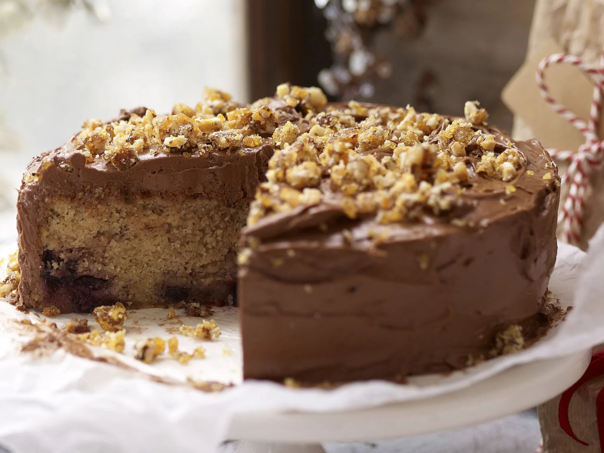 cherry, hazelnut and chocolate cake