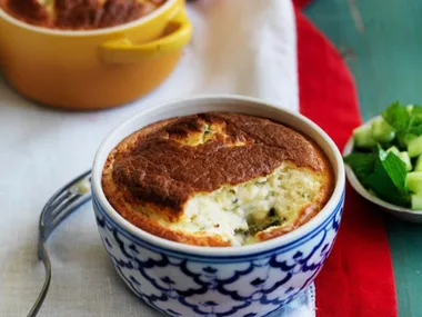 potato, spinach and goat's cheese soufflés