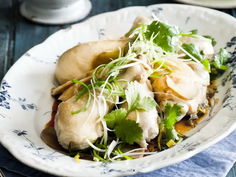 white steamed chicken