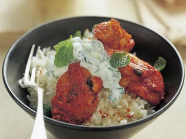 Tandoori drumettes with cucumber raita