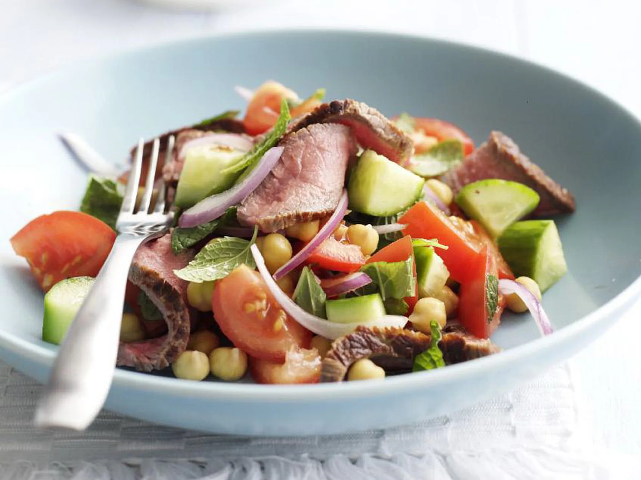 beef, mint and cucumber salad