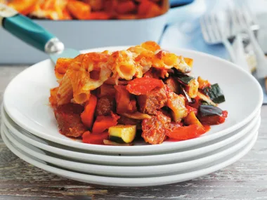 spicy sausage pasta bake