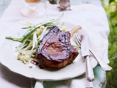 STICKY PORK WITH BLUE CHEESE COLESLAW