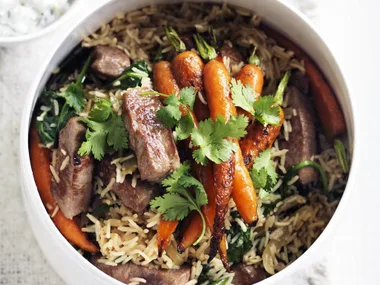 LAMB PILAF WITH CASHEW & CORIANDER YOGHURT