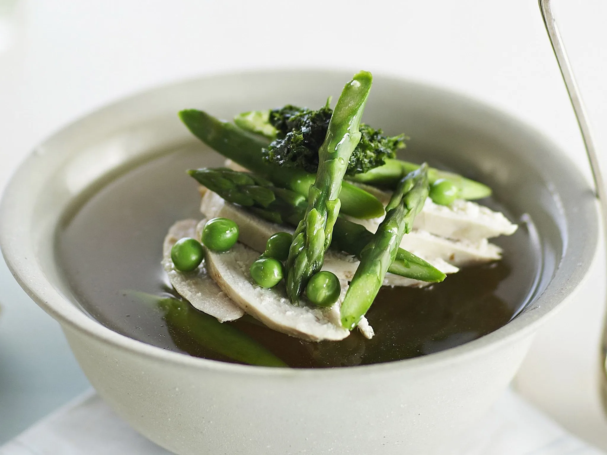 chicken, pea and asparagus soup