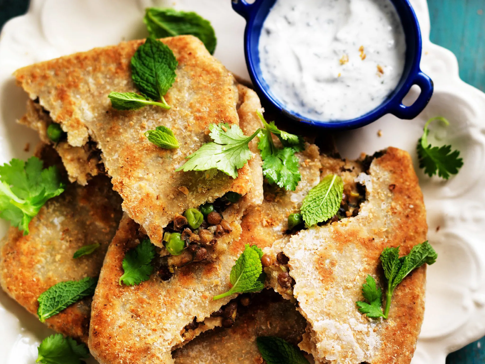 dhal-stuffed paratha with raita