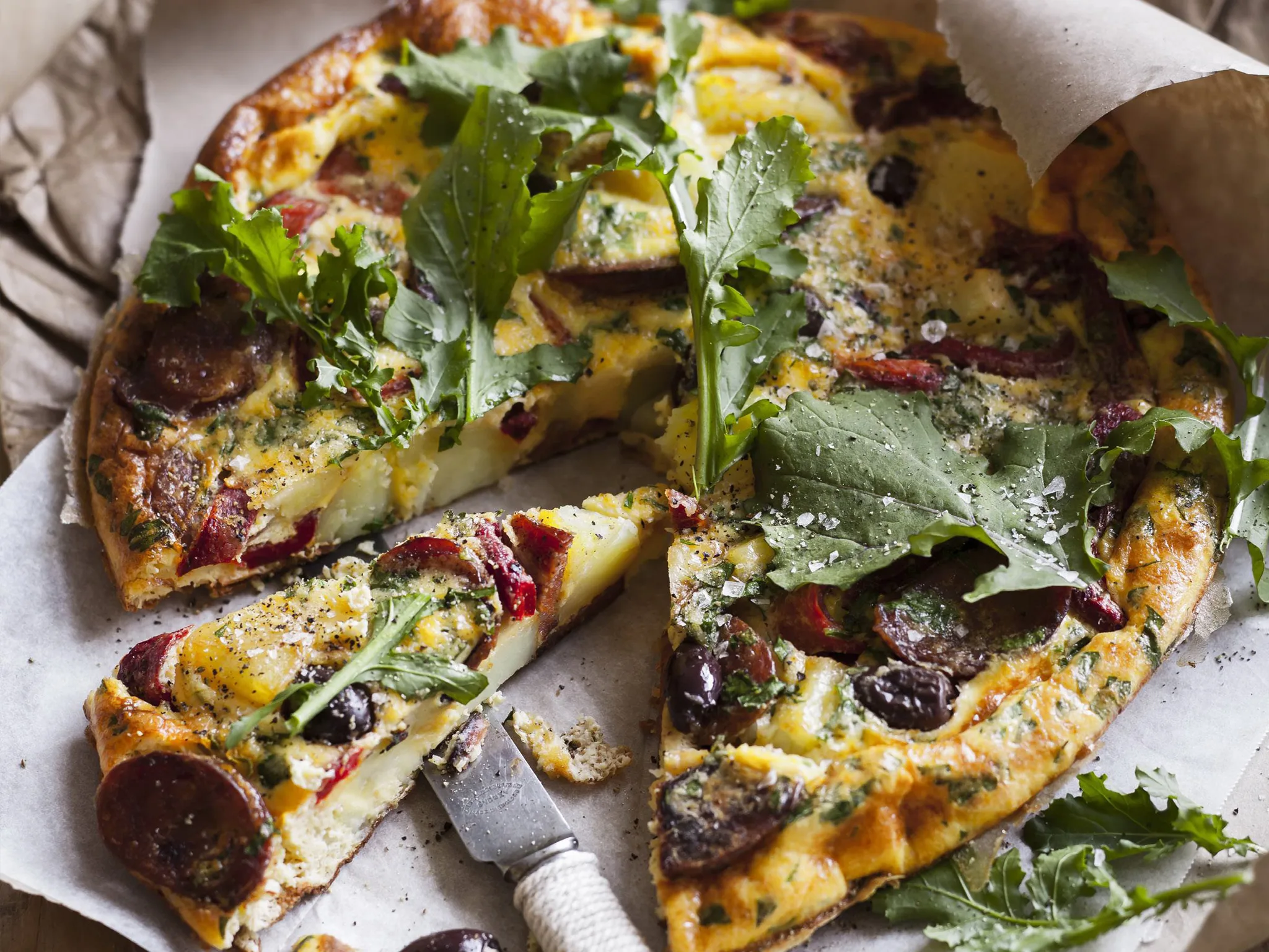 potato, capsicum and olive frittata