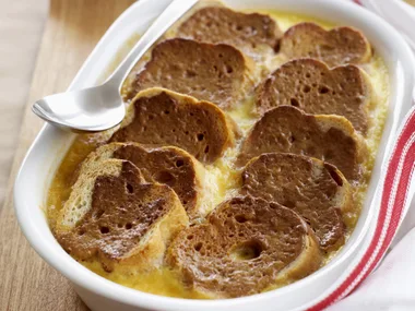 banana caramel bread and butter pudding